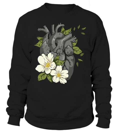 Anatomical Heart And Flowers Sweatshirt Unisex
