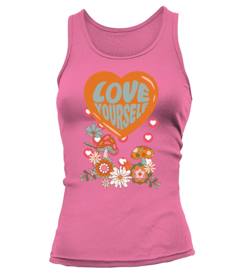 Love yourself retro groovy self care Valentine Tank top Woman