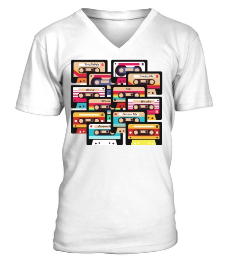 80s 90s Music Cassette Tapes Vintage V-Neck T-shirt