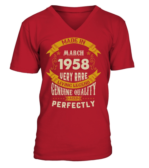 March 1958 Vintage Birthday Present V-Neck T-shirt