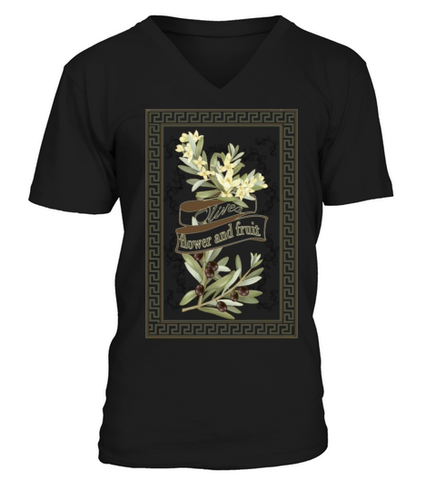 Olives - flower and fruit-Vintage V-Neck T-shirt
