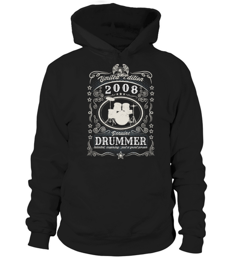 Vintage 2008 Drummer Birthday Gift Percussionist Hoodie Unisex