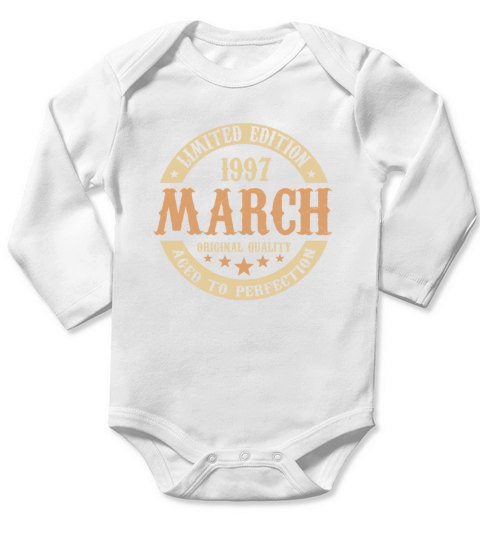 March 1997 Vintage Birthday Present Long Sleeve Baby One-Piece