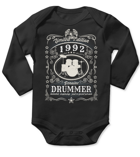 Vintage 1992 Drummer Birthday Gift Percussionist Long Sleeve Baby One-Piece