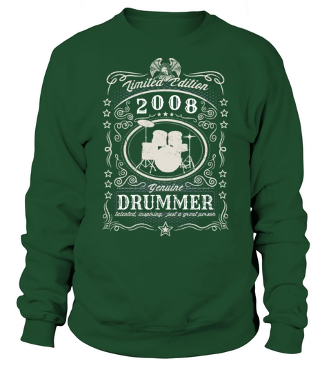 Vintage 2008 Drummer Birthday Gift Percussionist Sweatshirt Unisex