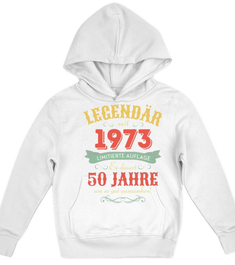 50th Birthday Vintage 1973 Kids Hoodie