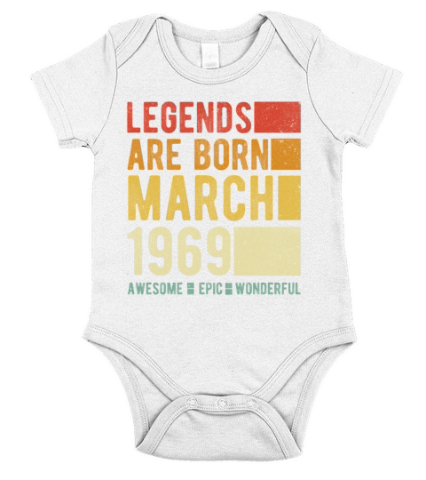 Birthday March 1969 Short Sleeve Baby One-Piece