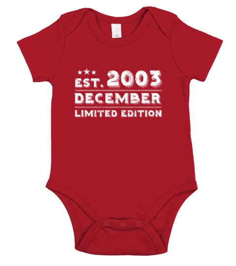 Est December 2003 - Birthday Present - Vintage Short Sleeve Baby One-Piece