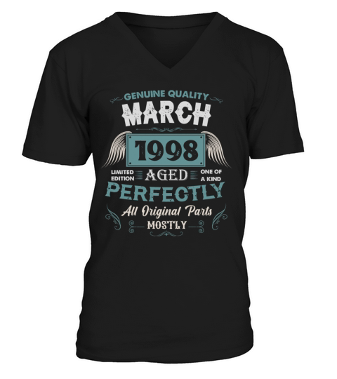 March 1998 Vintage Birthday Present V-Neck T-shirt