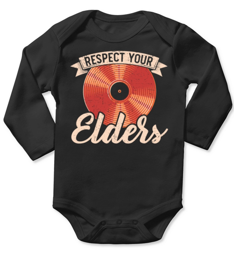 Respect Your Elders Record Collector Vinyl Record Long Sleeve Baby One-Piece