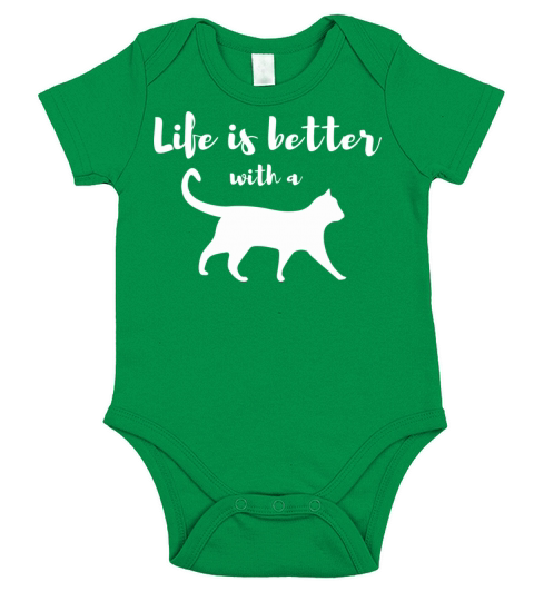 Life is better with a cat Short Sleeve Baby One-Piece