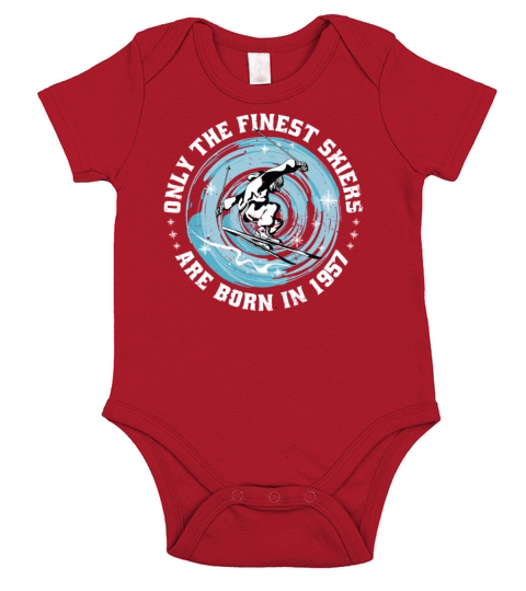 Skiers Skier Vintage born in 1957 Birthday Ski Short Sleeve Baby One-Piece