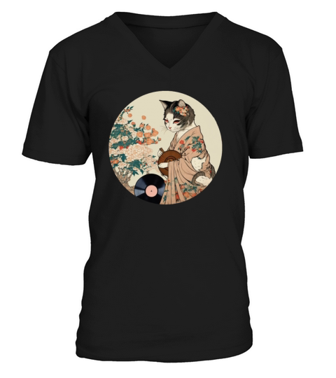 Vinyl Record Player Cat Owner Record Collector V-Neck T-shirt