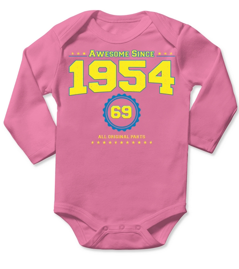Awesome 1954 Shirt for Men Women 69 Year Old 69th Long Sleeve Baby One-Piece