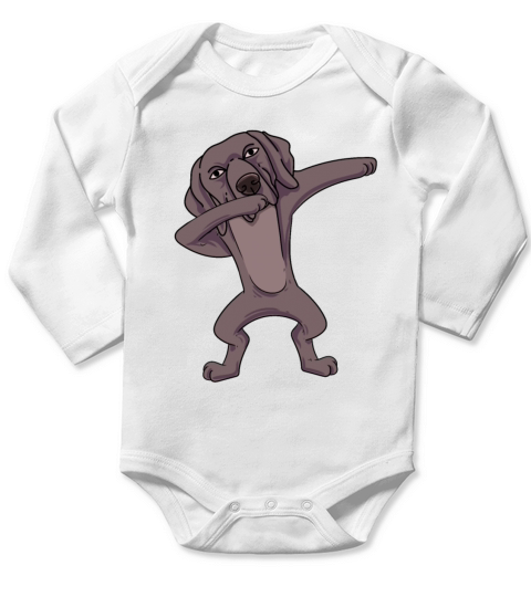 Dabbing Weimaraner Long Sleeve Baby One-Piece