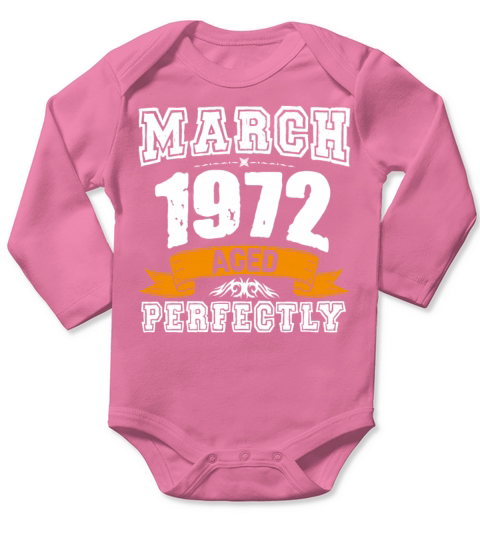 March 1972 Vintage Birthday Present Long Sleeve Baby One-Piece