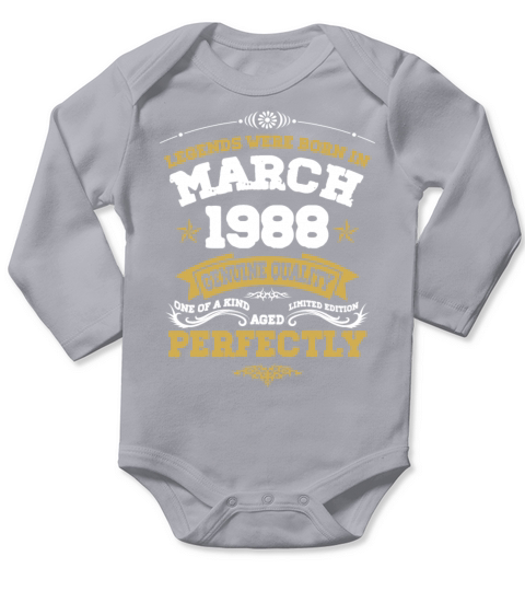 Vintage Aged To Perfection March 1988 Long Sleeve Baby One-Piece