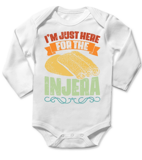 Vintage Im Just Here For The Injera An Ethiopian Long Sleeve Baby One-Piece
