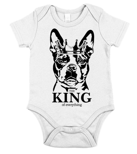 Boston Terrier King of Everything dog dad Short Sleeve Baby One-Piece