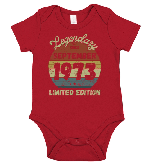 September 1973 - Vintage Birthday Present Short Sleeve Baby One-Piece