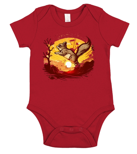 Vintage Sunset with Flying Squirrels - Ready for T Short Sleeve Baby One-Piece