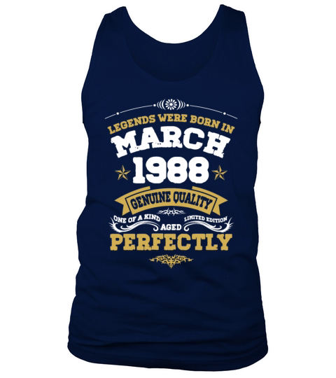 Vintage Aged To Perfection March 1988 Tank Top Unisex