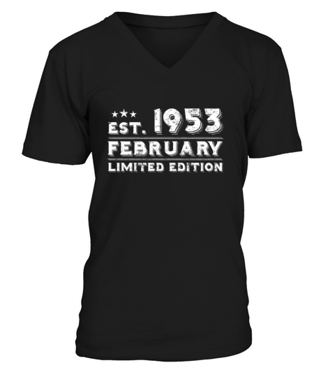 Est February 1953 - Birthday Present - Vintage V-Neck T-shirt