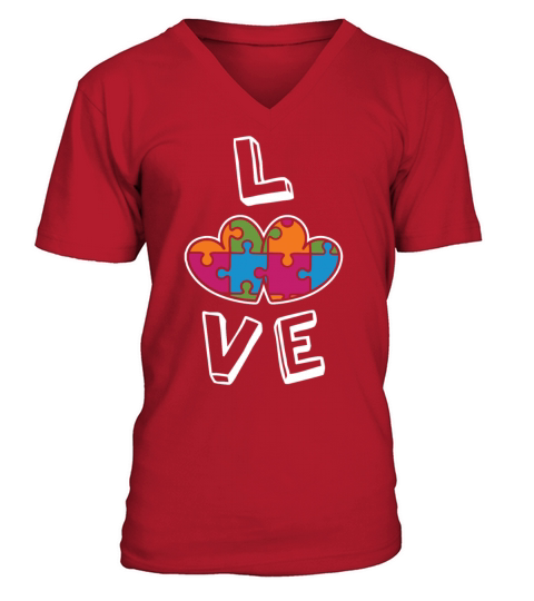 Love Puzzle Colorful April Autism Awareness V-Neck T-shirt