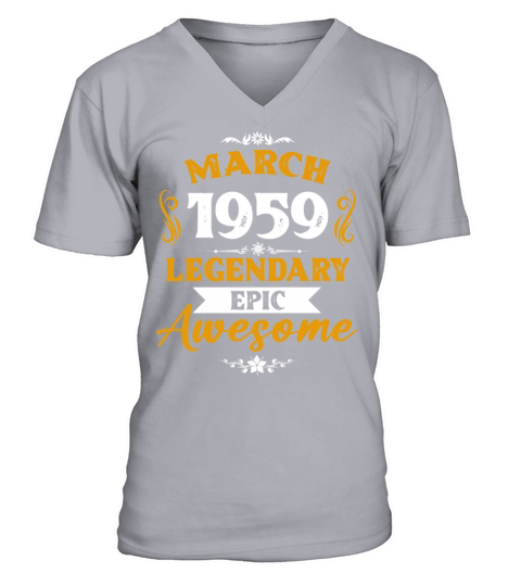 March 1959 Legendary Birthday Present V-Neck T-shirt