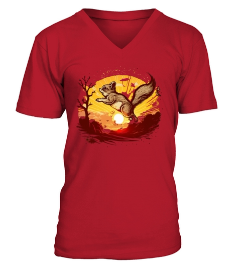Vintage Sunset with Flying Squirrels - Ready for T V-Neck T-shirt