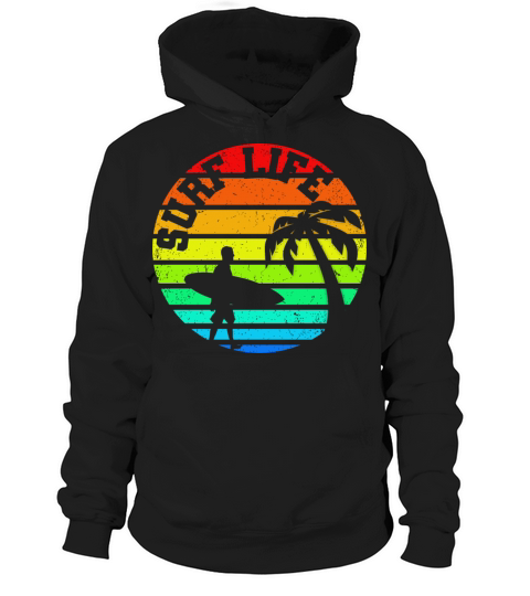 Tropical Vintage Sunset Surf Life Hoodie Unisex