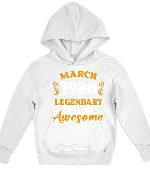 March 1986 Legendary Birthday Present Kids Hoodie