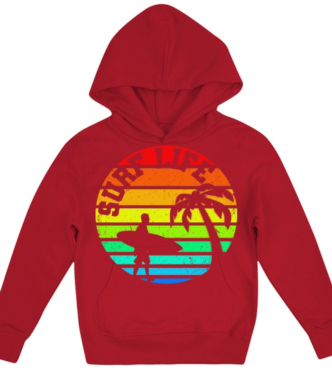 Tropical Vintage Sunset Surf Life Kids Hoodie