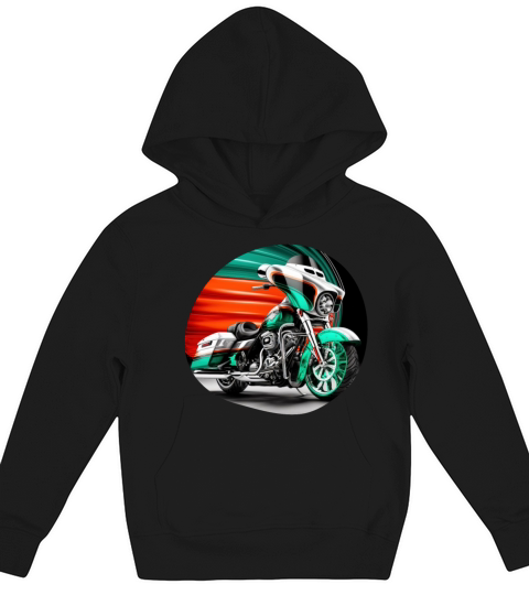Vintage Motorcycle Biker With Mexico Flag Kids Hoodie