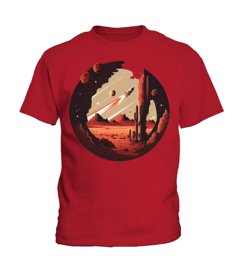 Vintage Space Science Mars Fiction Geek Solar Kids T-Shirt