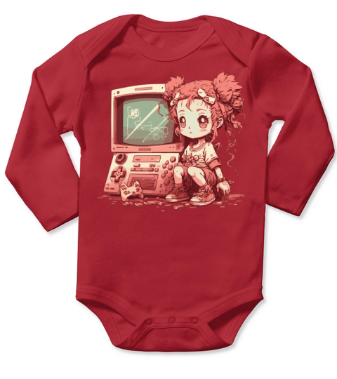 Gamer Girl Glitch Long Sleeve Baby One-Piece