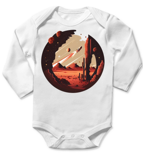 Vintage Space Science Mars Fiction Geek Solar Long Sleeve Baby One-Piece