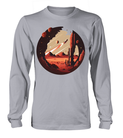 Vintage Space Science Mars Fiction Geek Solar Long sleeved Unisex