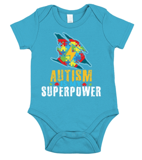 My Power Colorful Puzzle Autism Awareness Short Sleeve Baby One-Piece