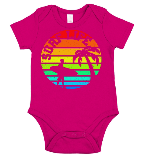 Tropical Vintage Sunset Surf Life Short Sleeve Baby One-Piece