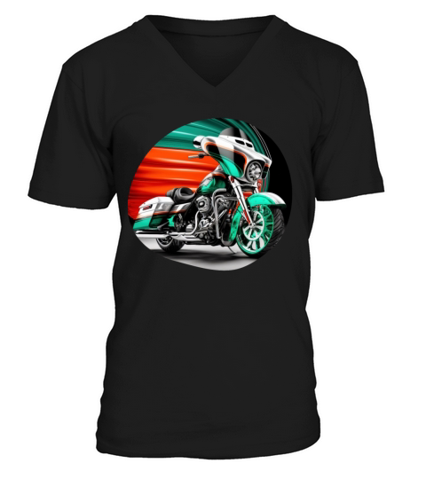 Vintage Motorcycle Biker With Mexico Flag V-Neck T-shirt