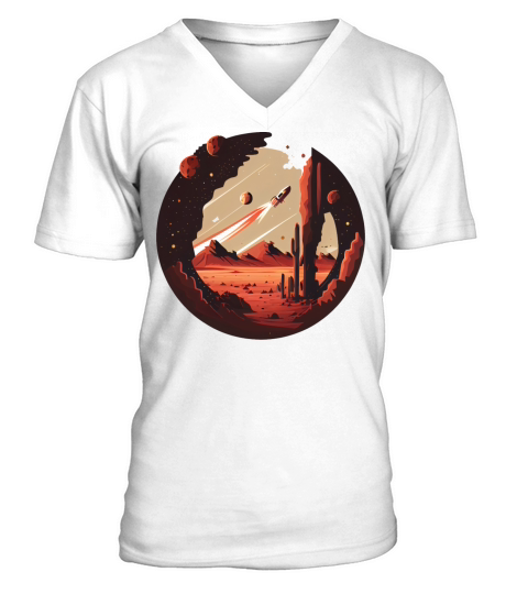 Vintage Space Science Mars Fiction Geek Solar V-Neck T-shirt