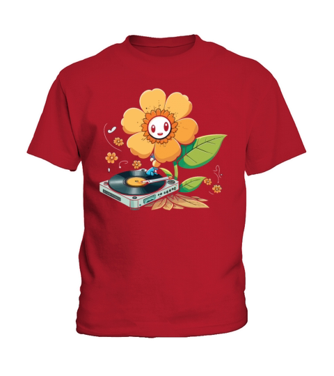 Vinyl Record Player Flower Lover Record Collector Kids T-Shirt