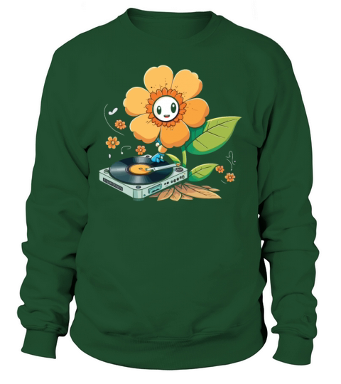Vinyl Record Player Flower Lover Record Collector Sweatshirt Unisex