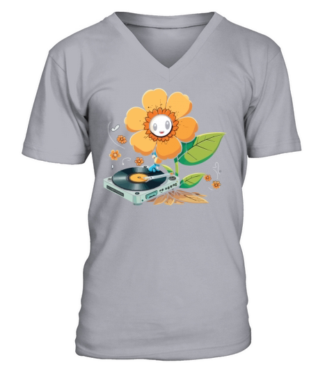 Vinyl Record Player Flower Lover Record Collector V-Neck T-shirt
