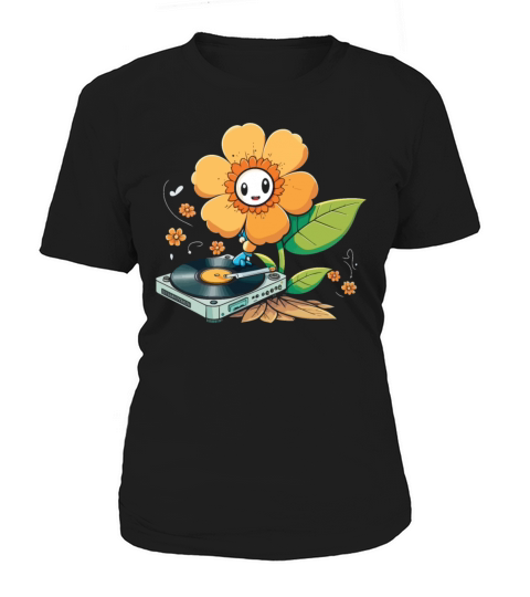 Vinyl Record Player Flower Lover Record Collector Women's T-Shirt