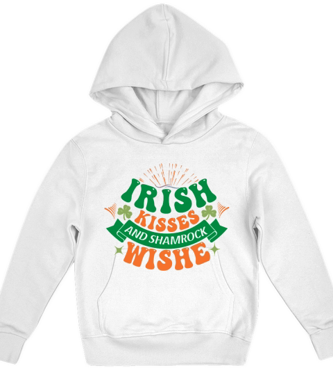 St Patricks Irish Kisses and Shamrock Wishes Kids Hoodie