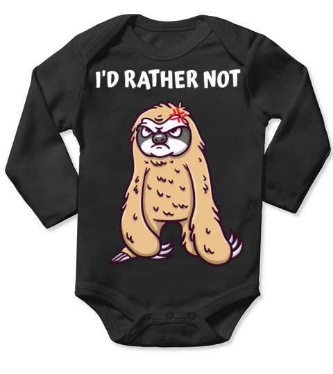 Id Rather Not Funny Introvert Humor Antisocial Sar Long Sleeve Baby One-Piece