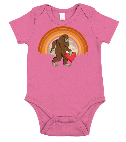 Bigfoot Heart Valentines Day Boys Men Love Short Sleeve Baby One-Piece