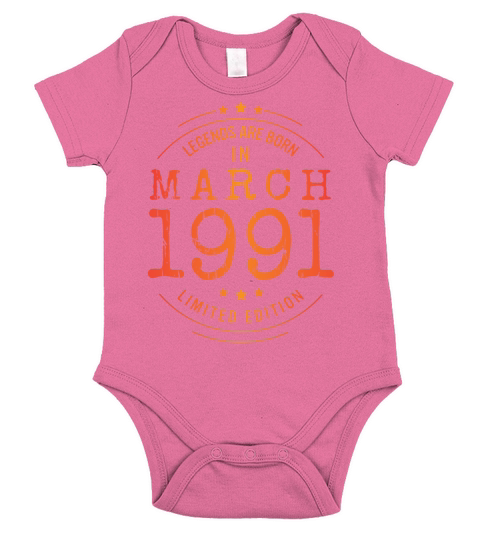 Birthday March 1991 Limited Edition Vintage Short Sleeve Baby One-Piece